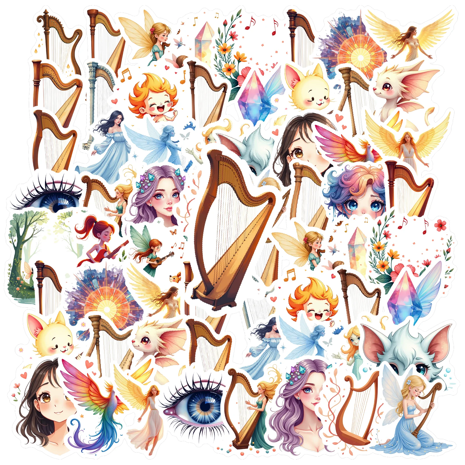 

35-100 шт. наклейки в стиле фэнтези, милые наклейки «сделай сам», наклейки для ноутбука, багажа, чашки мобильного телефона, сделай сам, телефон, гитара