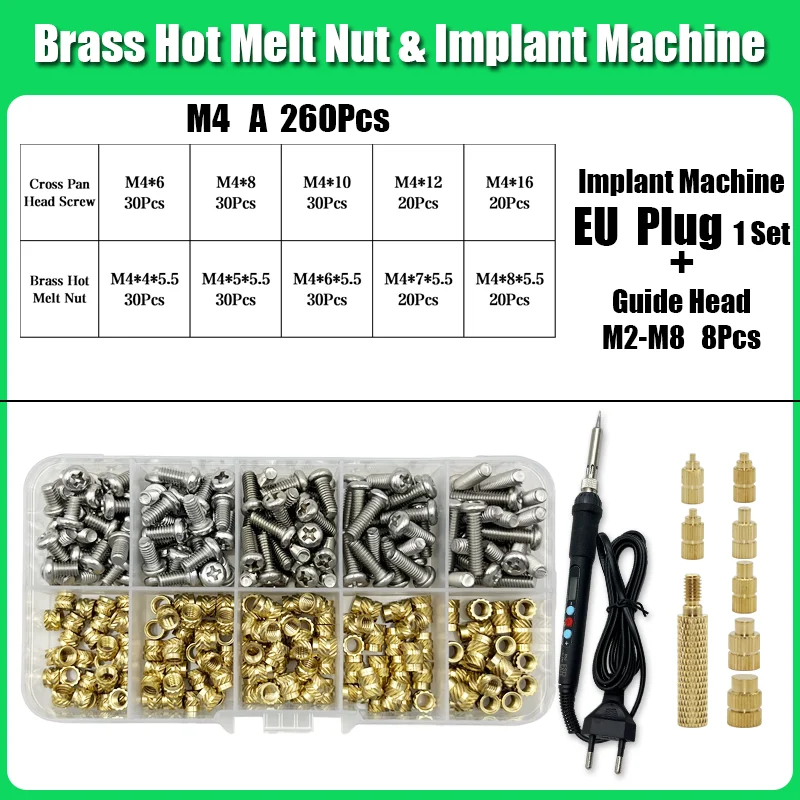 M2 M3 M4 Messing Einsatz Mutter Bolzen Schraube Implantation Maschine Hot Melt Rändelgewinde Wärme Lötkolben Spitze 3D Drucker Zubehör – Detail 17