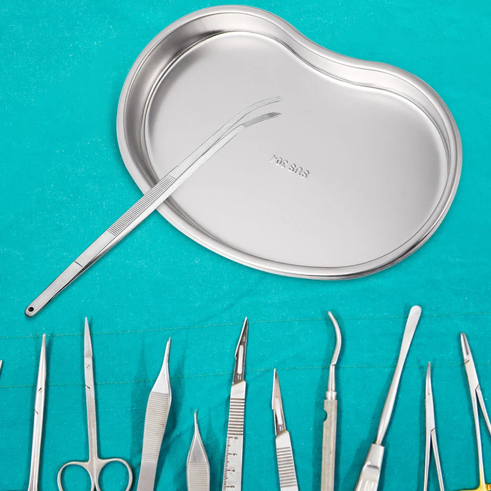 

2pcs Medical Procedure Tray Stainless Steel Curved Dental Instrument Tray For Tooth Extraction Durable Polished Finish Teaching