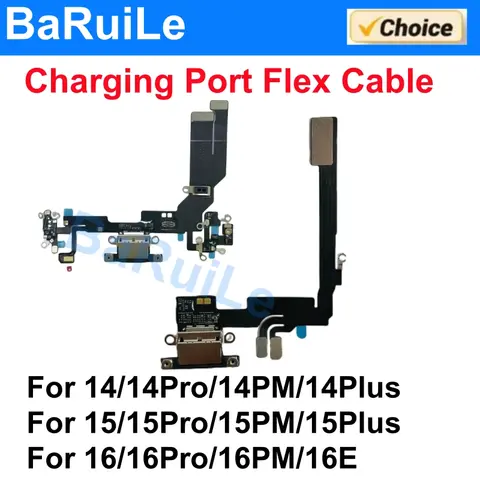 BaRuiLe 1 pz Porta di Ricarica USB Cavo Della Flessione con Microfono per iPhone 16 15 Pro Max 14 Plus Caricatore Dock Connettore Parti di Riparazione