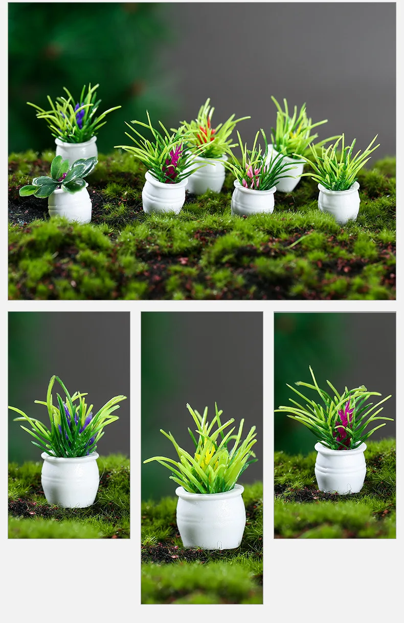 Miniatur Topf blumen/Gras Misch pflanzen Modell für DIY Garten/Gebäude Sand Tisch Szene Layout Materialien Diorama Kits 10pcs – Detail 1