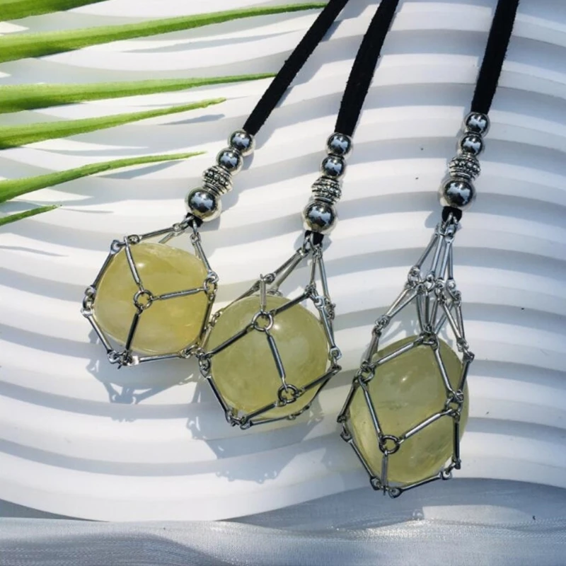 Vintage Crystal Cage Necklace Adjustable Chain Mesh Pendant Necklaces Empty Stone Holder Necklace Jewelry Accessories