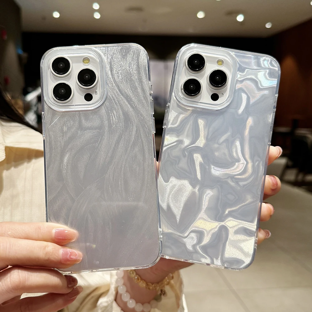 Luksusowe silikonowe etui Laser Silver Gradient dla Xiaomi Redmi Note 13 12 Pro Plus 5G 12S 12 11S 11 10 Redmi 10 12 12C 13 13C Cover