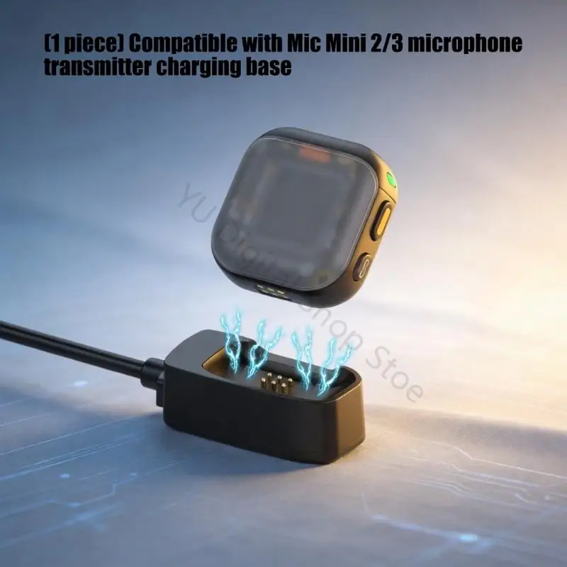 96BA Portable Microphone Transmitter Charging Base with 6 Contact Pins and Side Input for Mic Mini 2/Mic3 Units, Fit for Daily