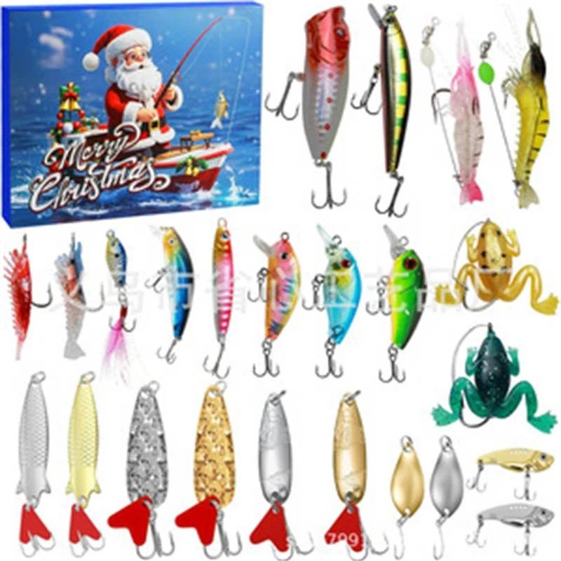 Fishing Advent Calendar 24 Days Bait And Tackle Set Lures For Anglers And Kids Christmas Countdown Gift For Men And Couples