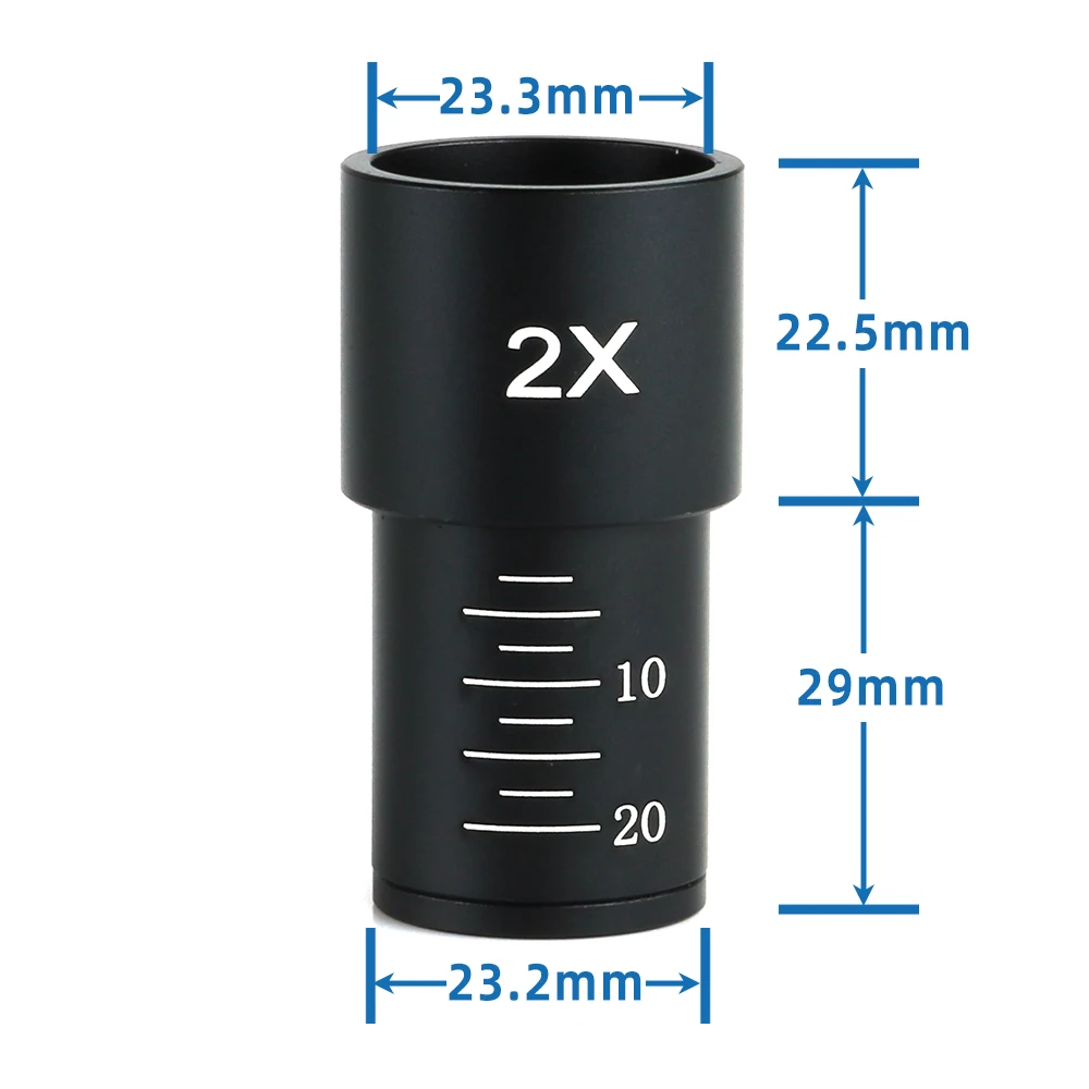 2X Barlow Lens Microscope Eyepiece 23.2mm Auxiliary Objective for Biological Compound Microscope