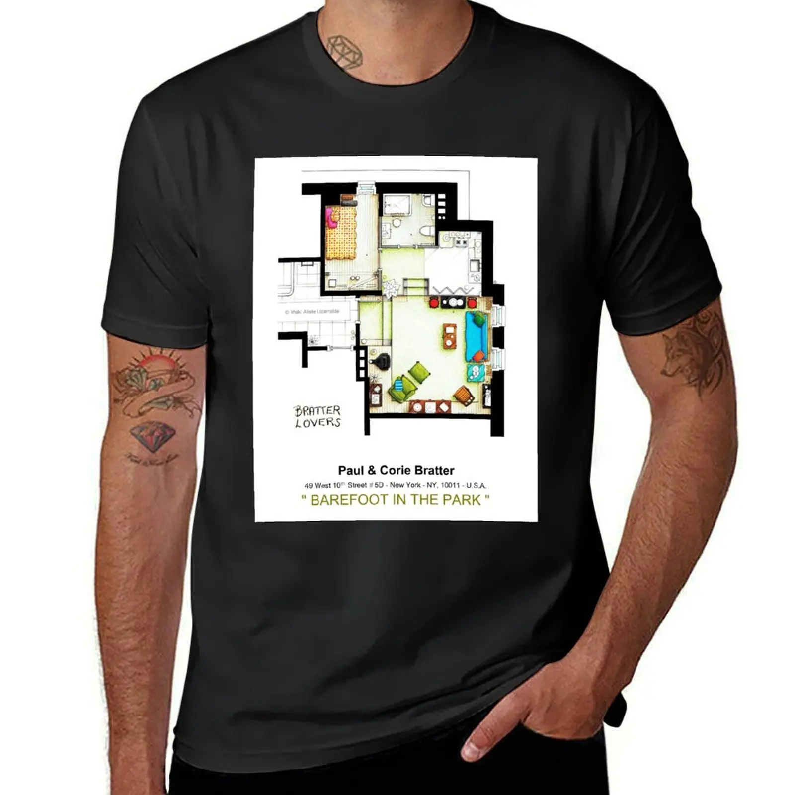 Floorplan of the apt from Barefoot in the Park T-Shirt cute tops quick drying men workout shirt
