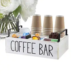 Organizador de madera para barra de café, bonito soporte para cápsulas, gran capacidad, para condimentos