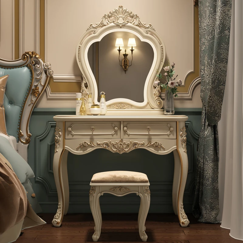 

Luxury Small Mirror Vanity Tables Lights Minimal Compact Makeup Vanity Tables Girl Unique Nordic Penteadeira Bedroom Furniture