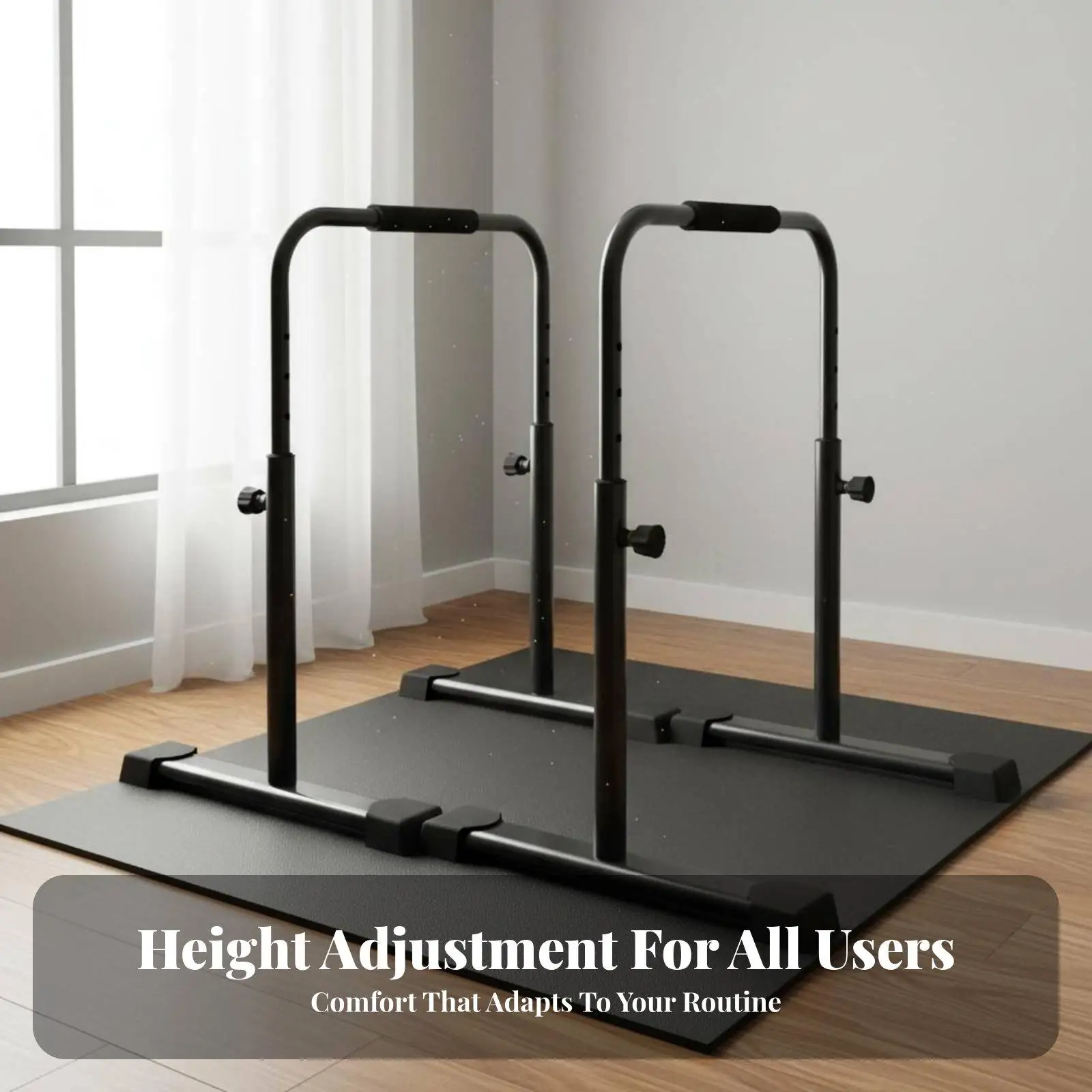 Heavy Duty Dip Bar Station for Home Calisthenics Wide Base Non Slip Feet Steel Frame for Push Up L Sit Leg Raise Exercise
