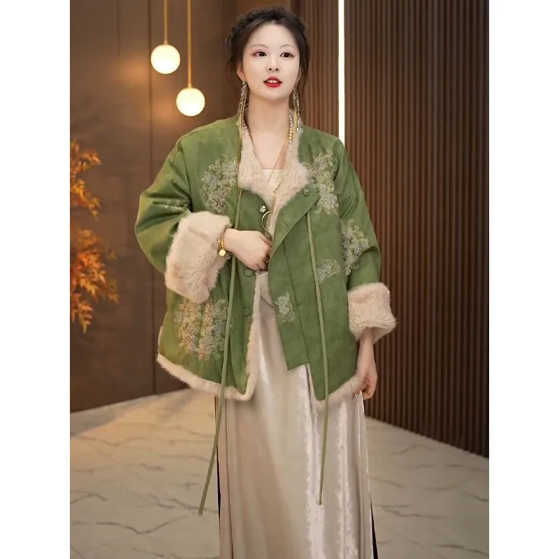 

New Chinese-style Double-sided Double-wear Coat Thickened and Warm Popular Elegant Commuting Coat with Traditional Chinese Style