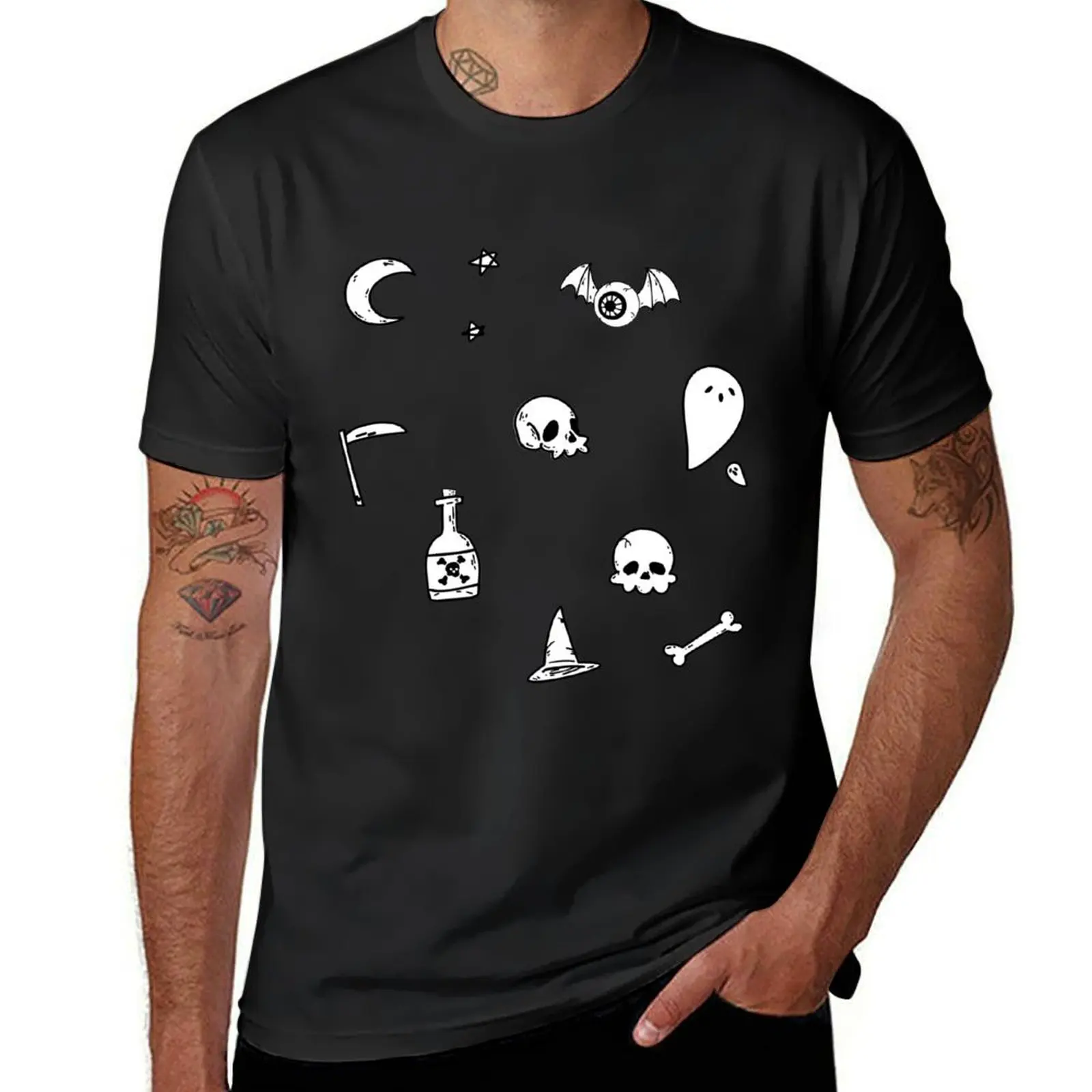 

Halloween doodles T-shirt tops Short sleeve tee oversized t shirts for men