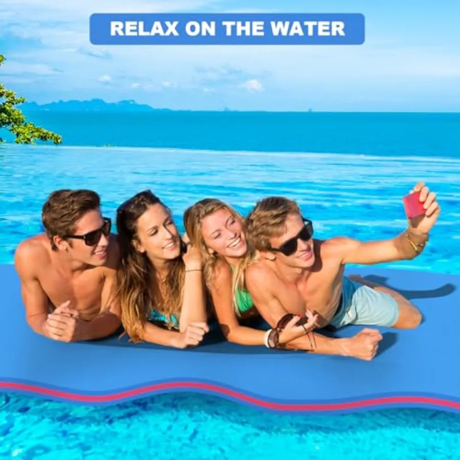 Floating Water Mat for Lake Pool Ocean Beach 3-Layer Tear-Resistant XPE Foam Green Durable Lightweight Relaxing Recreation Pad