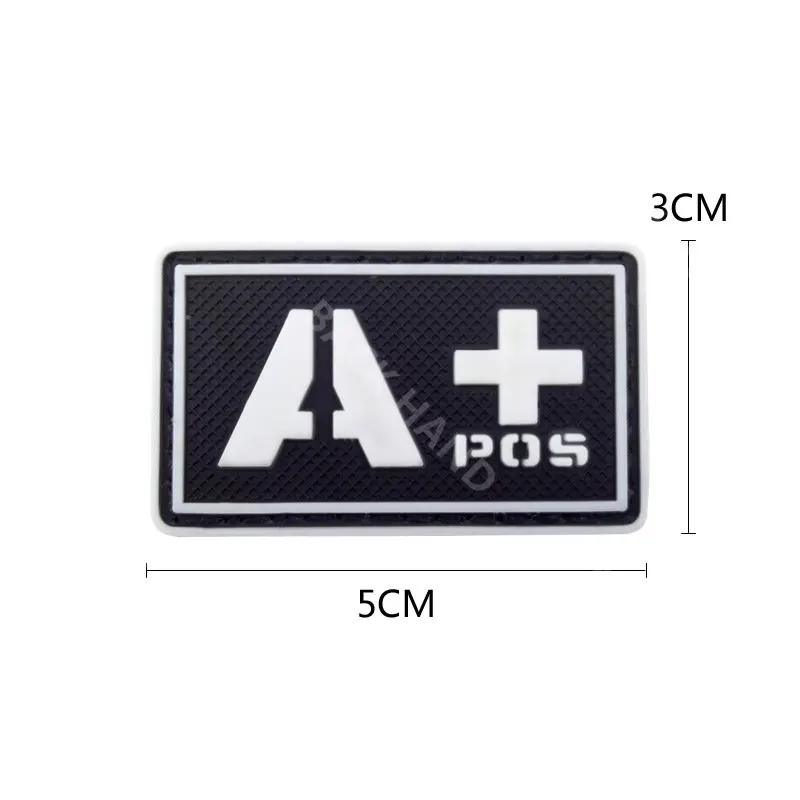 A B AB O Positive Blood Type Patch PVC Luminous Military Tactical Hook and Loop Fastener Medic Patches for Hat  Military patches