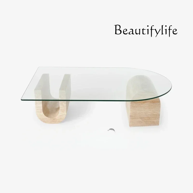 

N19 X Nordic medieval style high-end minimalist creative glass coffee table small apartment marble coffee table