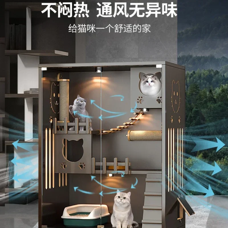 

Клетка для кошек, квадратные метры, крышка приборной панели, большое пространство для дома с туалетом, встроенное внутреннее двухслойное катетерное гнездо для кошек