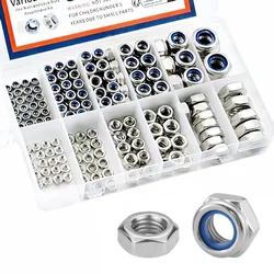 Locknuts & Hex Nuts Assortment Kit M3 M4 M5 M6 M8 M10 175pcs Assorted Metric Nylon Insert Lock & Hex Nut Se