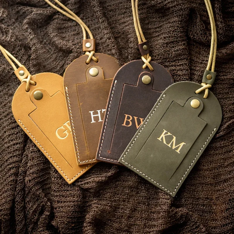 

Индивидуальная гравированная бирка для багажа, кожаный именной брелок для дорожной сумки, гравированные кожаные подарки для путешественников (для женщин и мужчин)