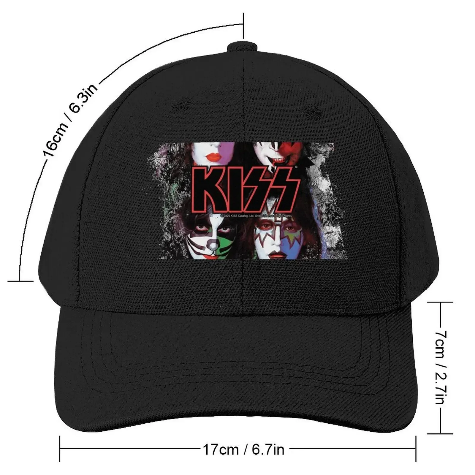 KISS the Band All Members Faces brush effect Baseball Cap Ball Cap Luxury Cap Baseball Men Women's