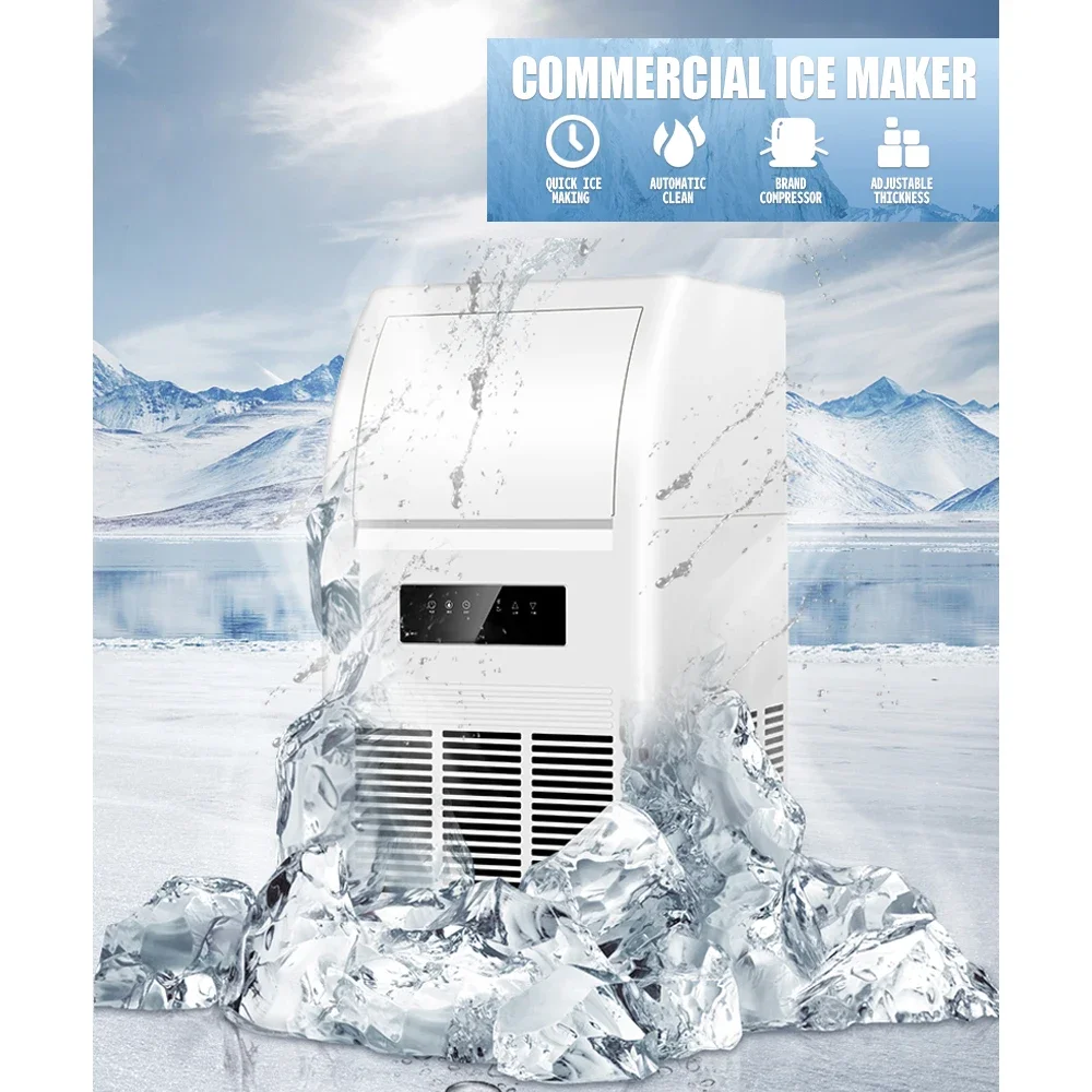 Hualing Commercial Electric Ice Maker 40KG/24H Automatic Operation Clear Square Cube for Home Bar Coffee Shop with 8KG Bin