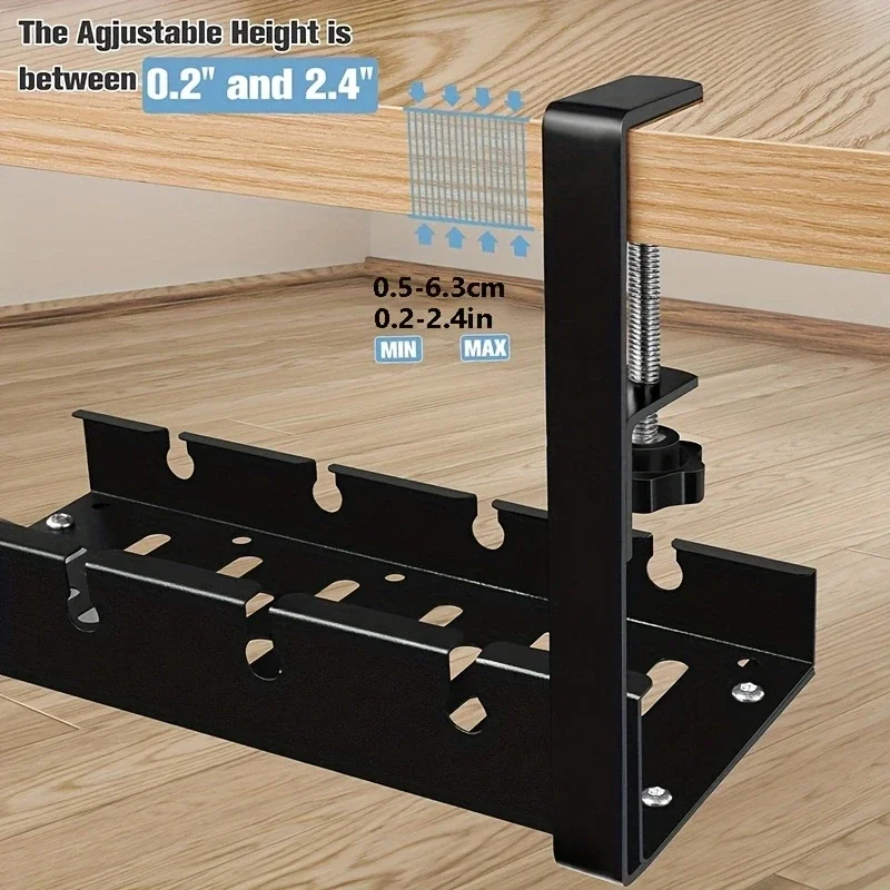 A Retractable Flexible Cable Organizer for Desks A Non Drilled Cable Tray Basket for Wire Management