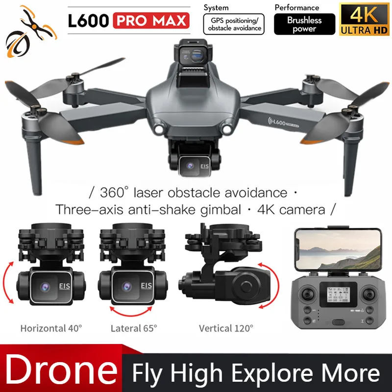L600 PRO MAX Professional Three-Axis Gimbal 4K HD Dual Camera GPS Drone Brushless Motor 5G WIFI FPV Remote OAS Quadcopter Dron