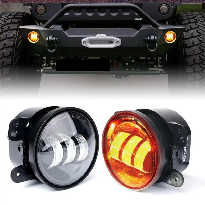 

For Jeep Wrangler 2007-2017 Modified Led Fog Lamp Golden Front Bumper Light One Pair Daytime Running Light