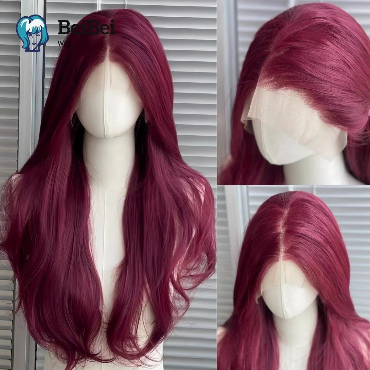 

Wine Red Body Wave Lace Front Wigs for Women 26 Inch Heat Resistant Fiber Long Curly Lace Frontal Synthetic Wigs for Cosplay