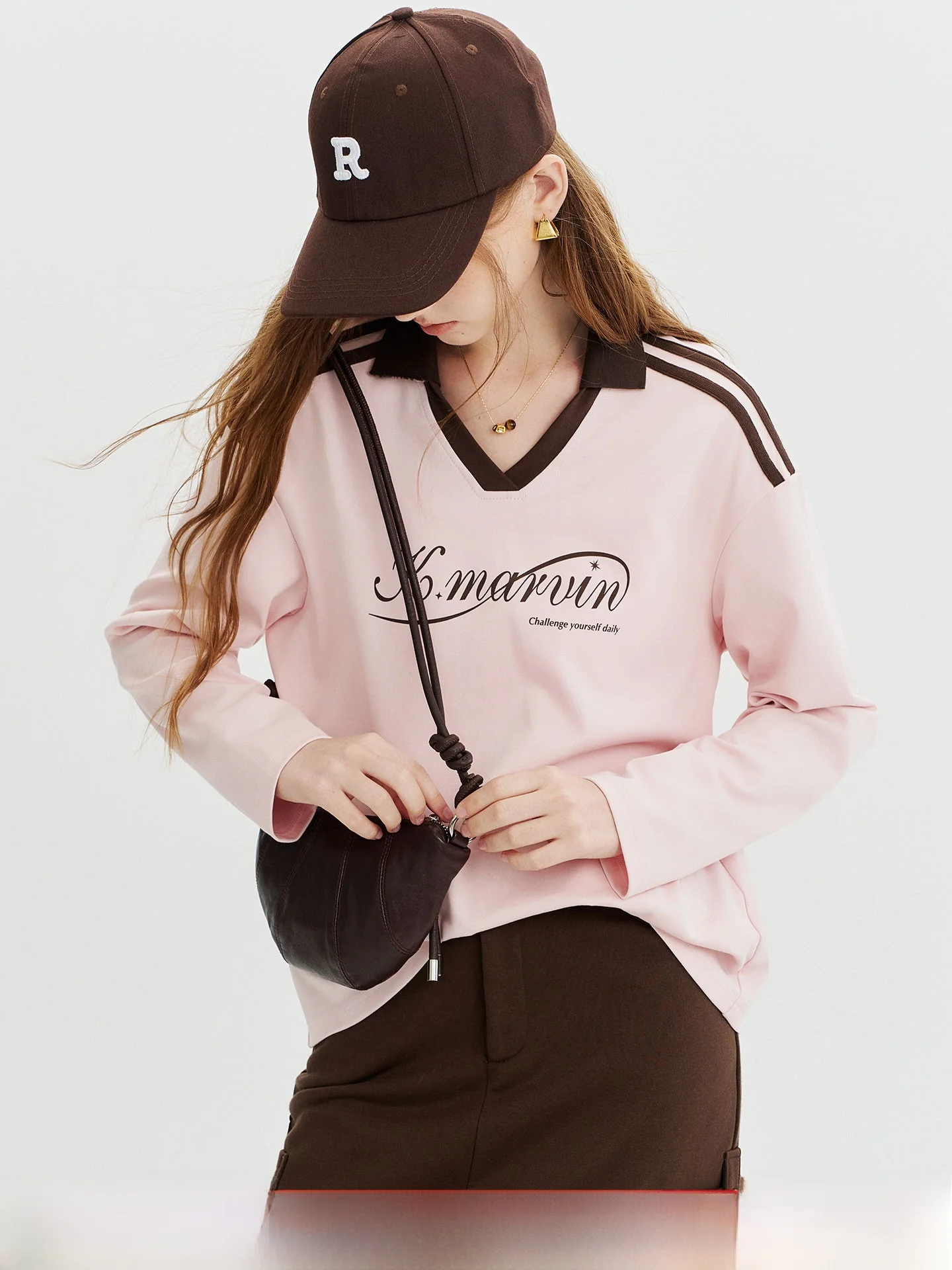 Soft Cotton Long Sleeve  T-Shirt Autumn Women's Retro Sport Style Color Block Double Bar Top Comfortable Breathable Knitt...