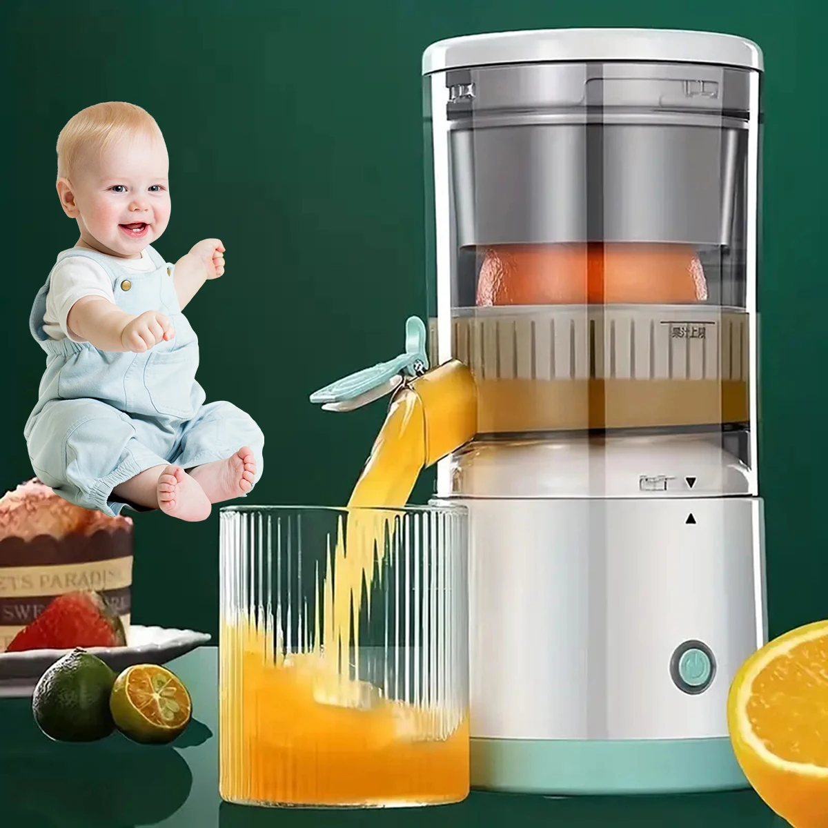

Electric children's juicer is safe and easy to use, suitable for children, with button control-suitable for fruits andvegetables