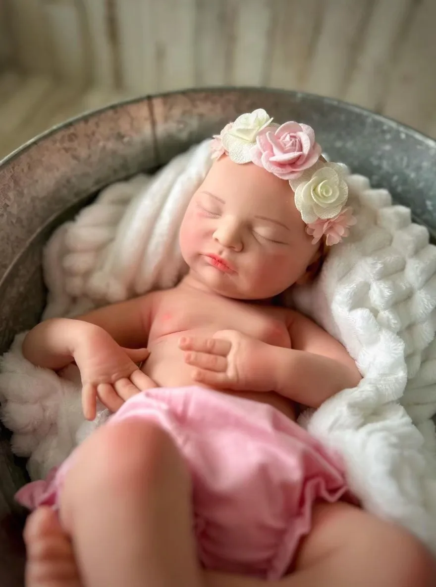 18 インチローラーシリコーンベベリボーンガール手作りリアルな 3D 塗装スキン新生児女の子子供のための誕生日プレゼント