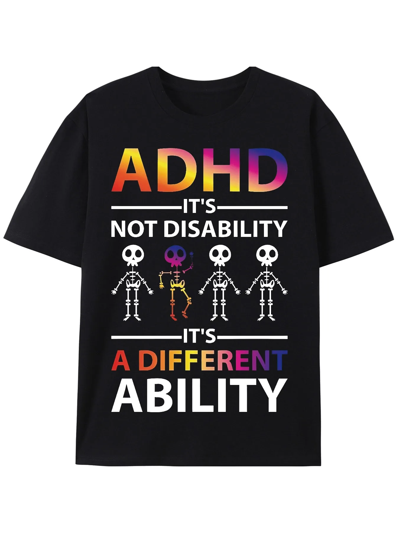Hombres Mujeres Retro Esqueleto TDAH No han discapacidad es una camiseta de diferente capacidad