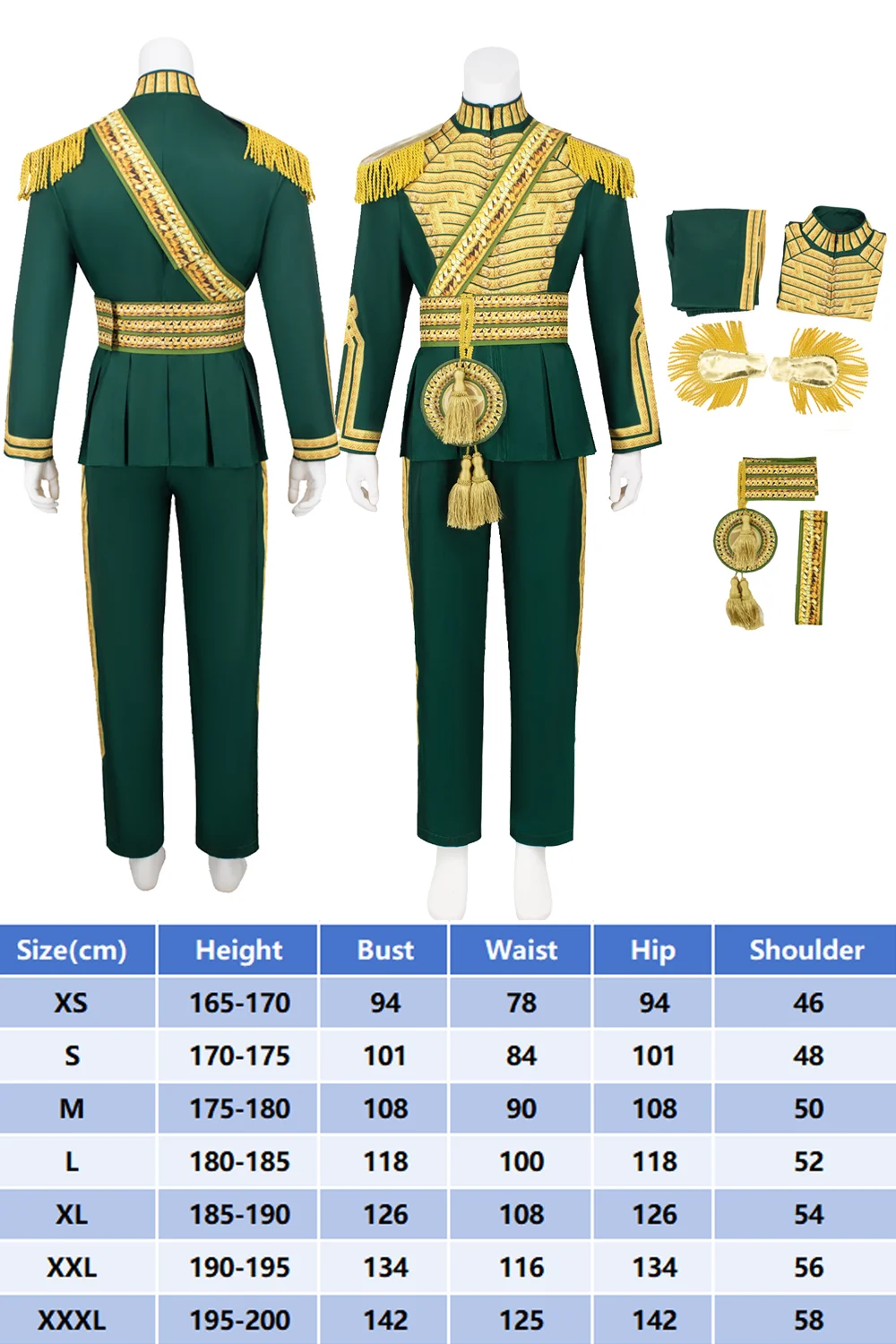 Wicked Movie Rollenspel Fiyero Cosplay Kostuum Groene Outfit Jas Broek Kwastje Accessoire Volwassen Mannelijke Halloween Carnaval Party - afbeelding 1