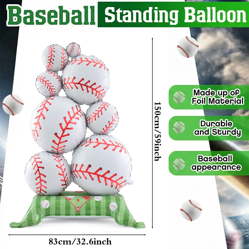 Baseball Birthday Decorations Giant Self Standing Baseball Balloon Foil Baseball Glove Balloon Banner Boys Sports Party Supplies