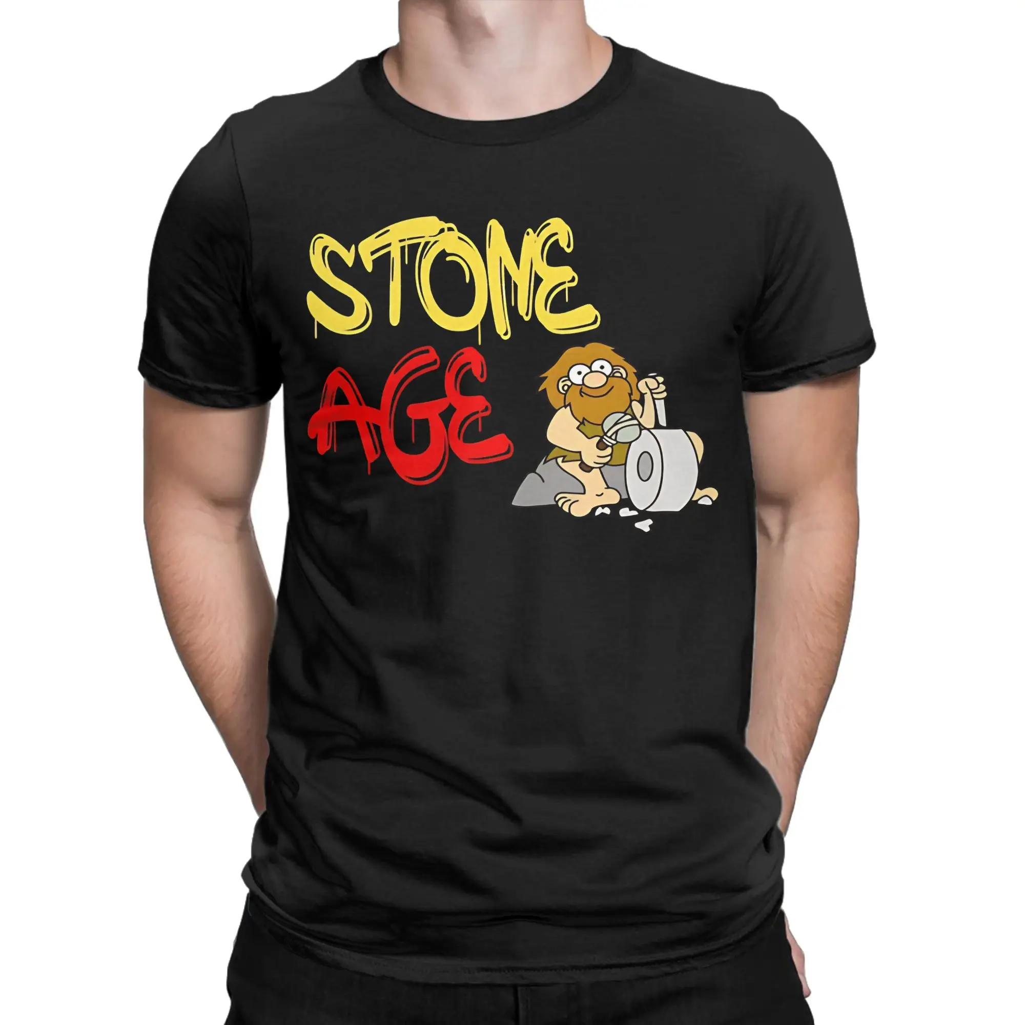 stone age man Funny 100% Cotton T-Shirt Captain Caveman Tops Tees For Men
