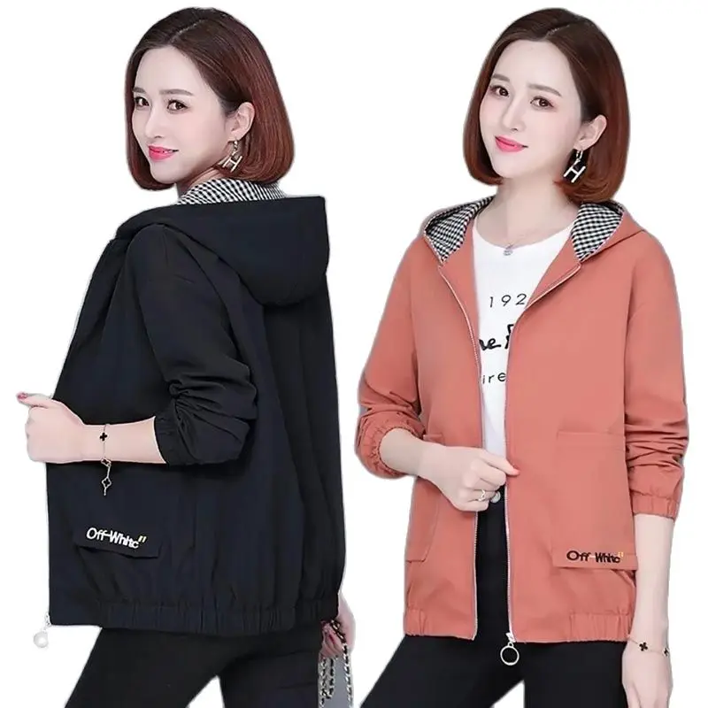 

2023 Spring And Autumn New Women's Temperament Korean Nersion Casual All-match Loose Lined Solid Color Long-sleeved Hooded Jacke