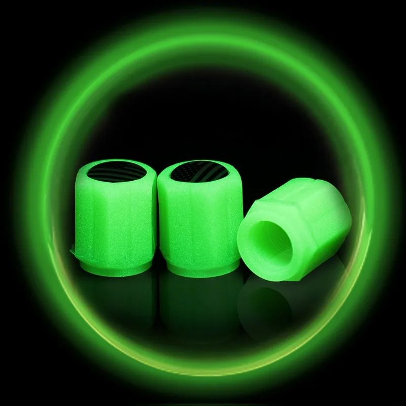 4 قطعة غطاء صمام متوهجة صمامات الإطارات الفلورسنت للسيارة دراجة نارية مقاومة للتآكل ديكورات مقاومة للماء