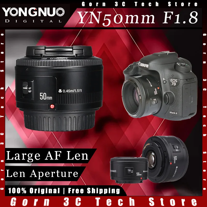 YONGNUO YN50mm F1.8 Lens Auto Focus Large AF Len Aperture Lense Wide-Angle For Nikon Canon Customized DSLR Cameras Accessories