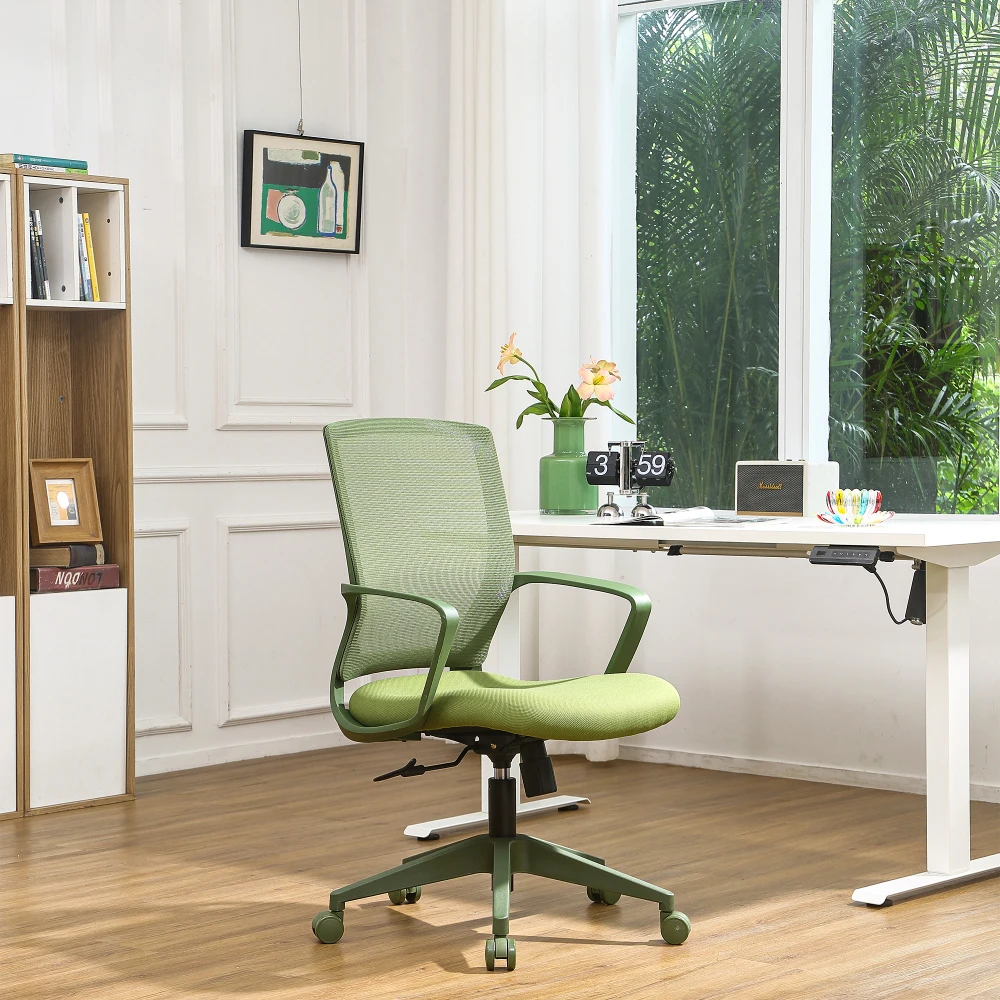 Colorful Office Task Chair Office Mesh Back Comfortable Sitting Fixed Armrest Swivel Height Adjustable Chair Furniture FYOC