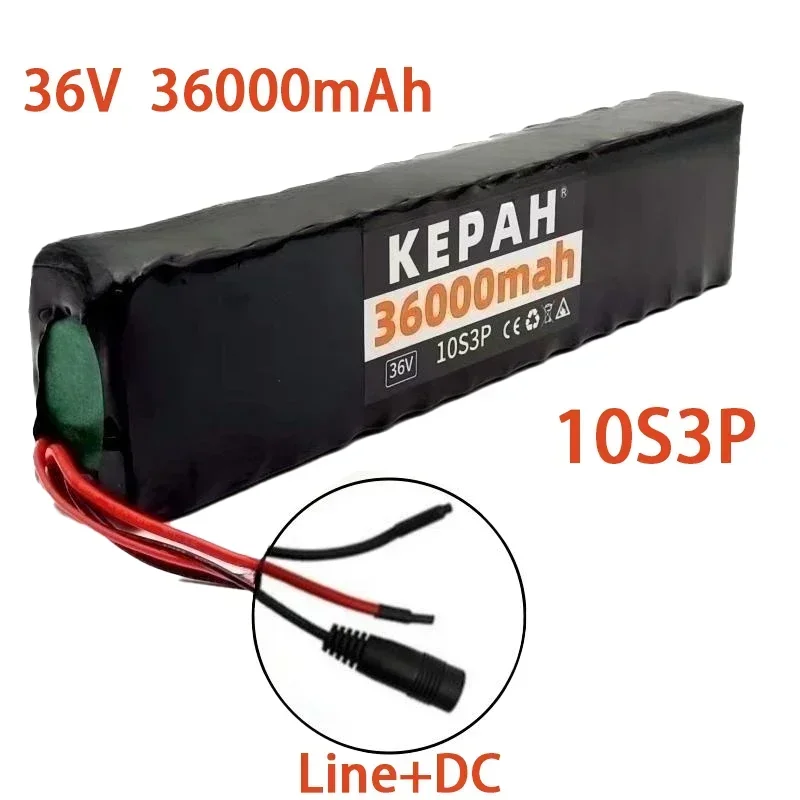 10S3P 36V lithium battery pack  36000mAh Rechargeable Lithium Battery Pack 1000W Power Modified Bicycle Electric Scooter  +BMS