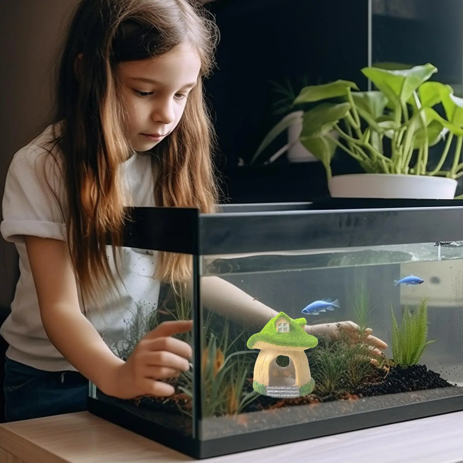Aquarium Mushroom House Realistic Resin Aquarium Mushroom Shrimp Cave For Living Room Bedroom Study Room Restaurant Apartment