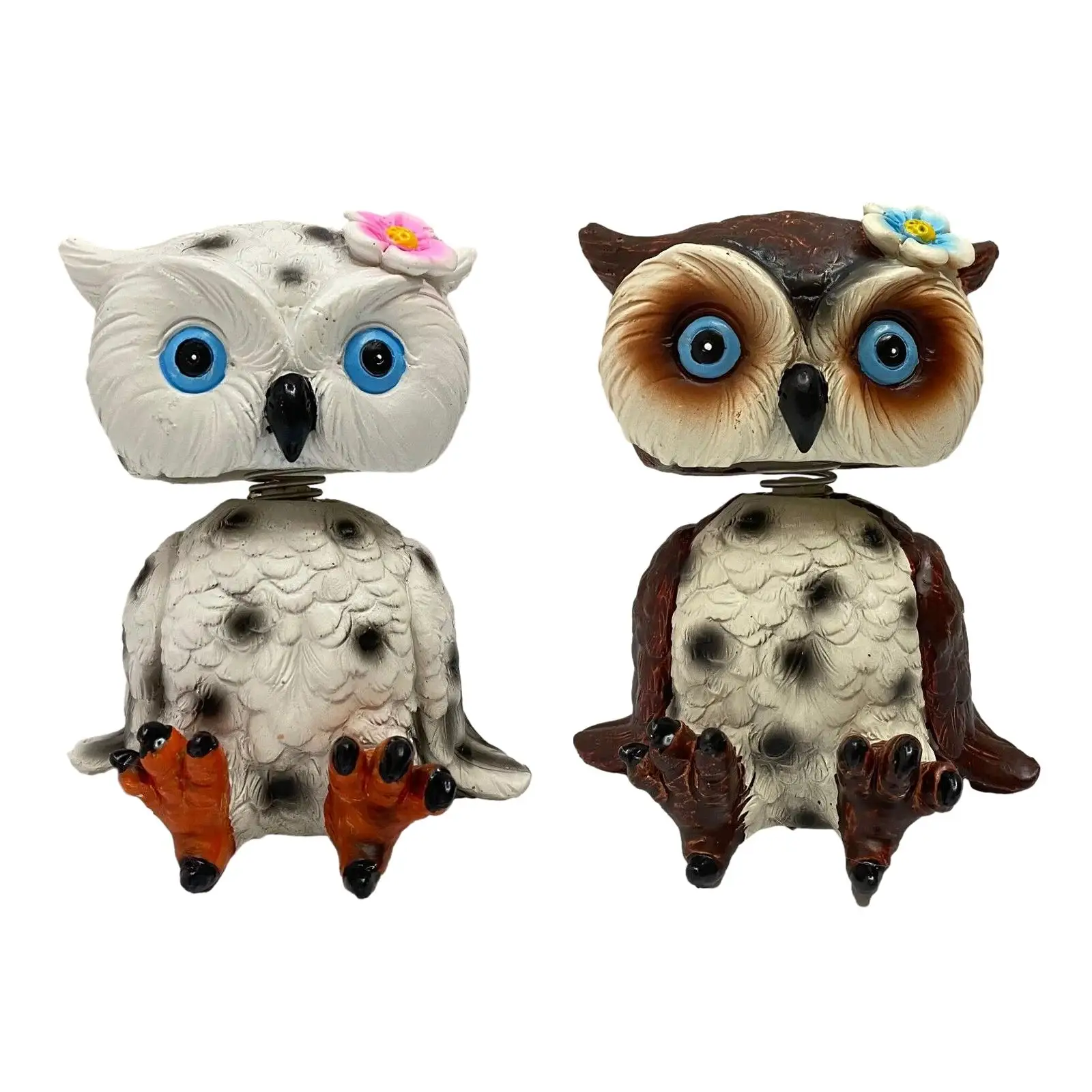 Bobblehead Owl Statue Decor Owl Figurine for Desktop Bedroom Home Decoration