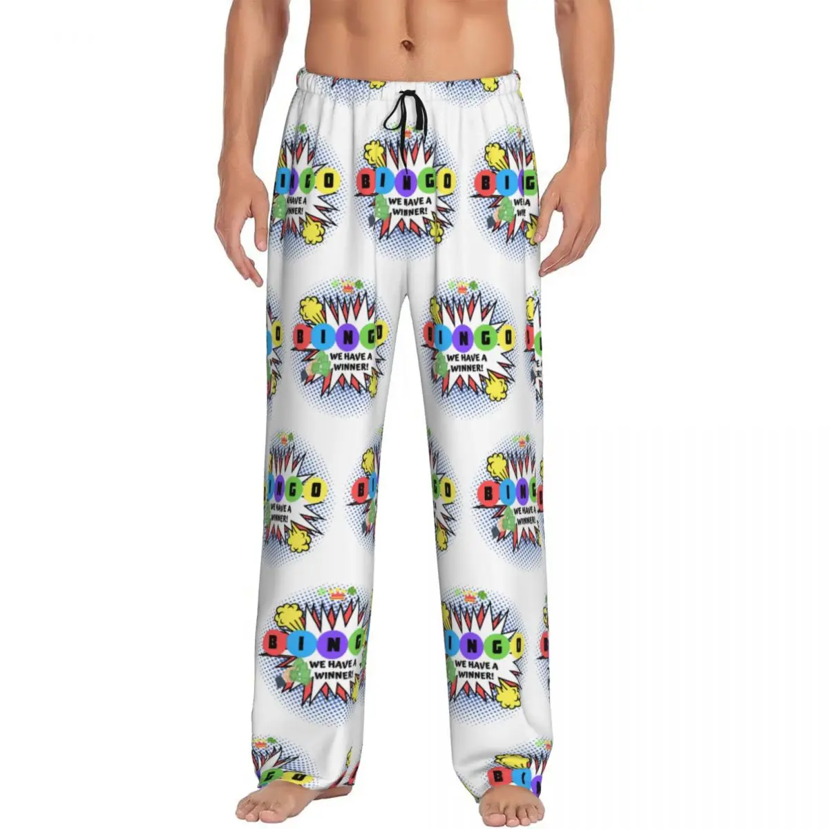 

Custom Bingo We Have A Winner Pajama Pants for Men Paper Game Sleepwear Lounge Sleep Bottoms Stretch with Pockets