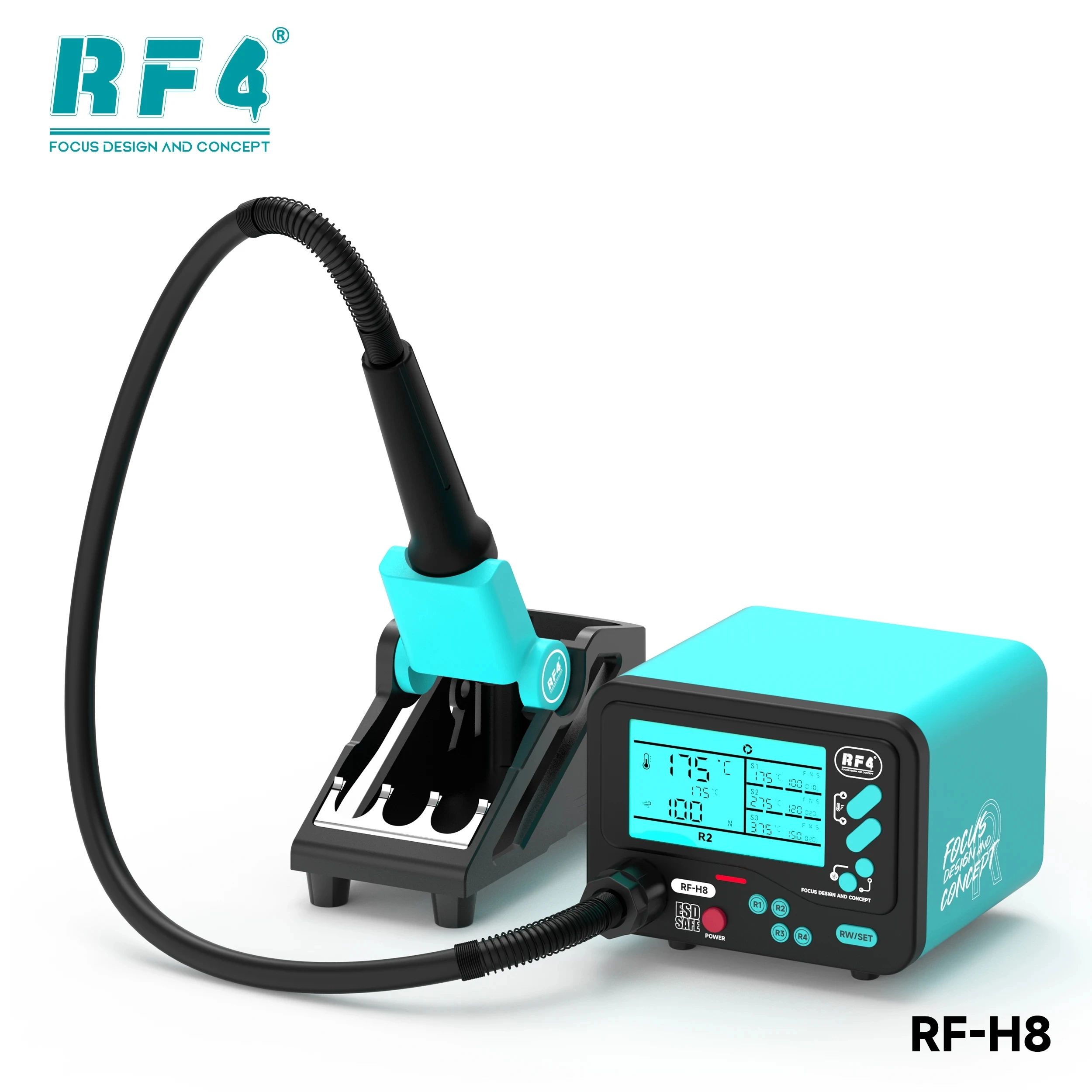 RF4 RF-H8 Hot Air Rework Station,Exclusive 4-Channel Memory,Freely Set 3-Stage Temperature Duration For Delicate Components