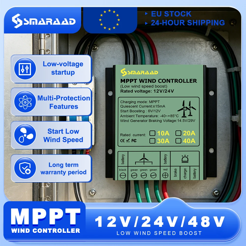 SMARAAD MPPT Windturbinen-Laderegler 12V 24V AUTO 48V Wasserdichter Regler für 100W-3000W Kleine Windkraftanlagen