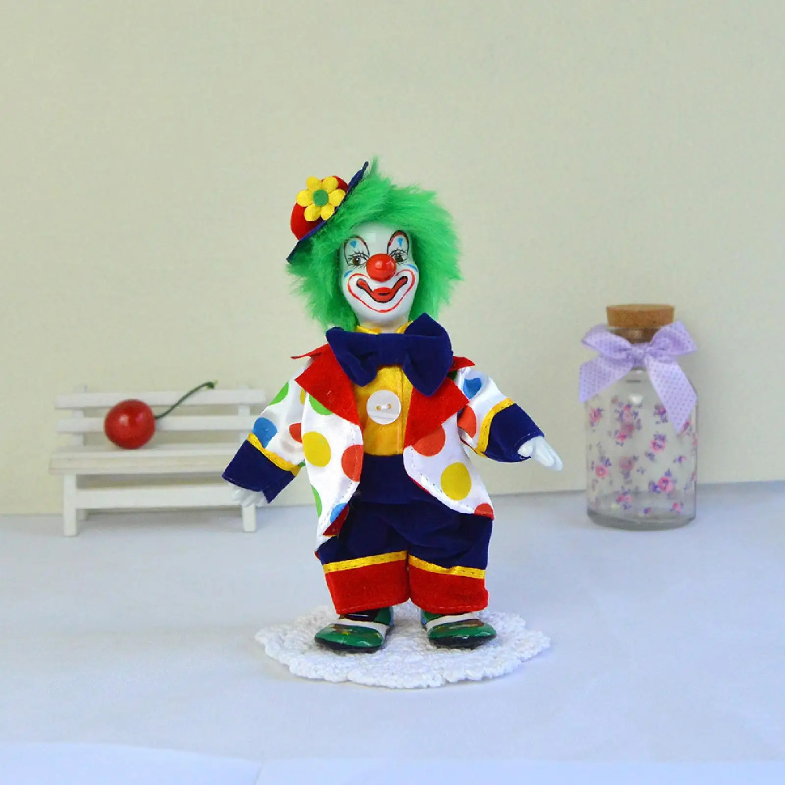 Porcelain Clown Figure Ornament Funny Home Decoration for Shop Office Hotel