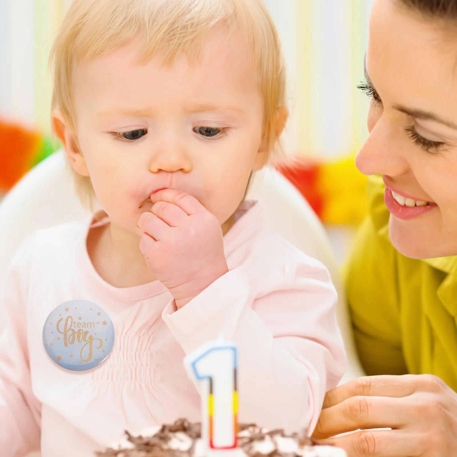 

50Pcs Gender Reveal Pin for Boys Birthday Badge Party Photo Props Tinplate Brooch Fun Accessories Celebration Decorations