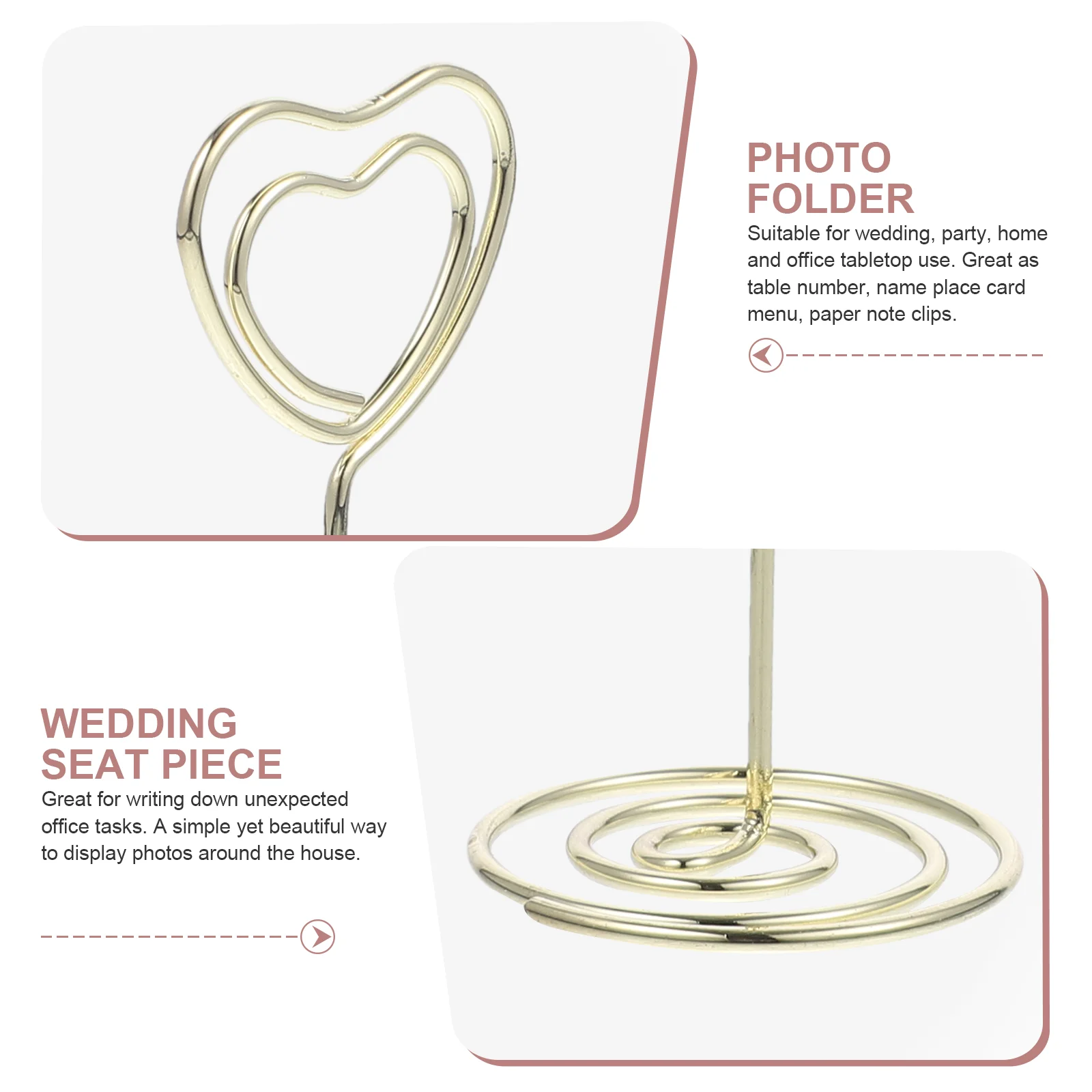 24 PCS Paper Note Clips Photo Holder Label Menu Table Number Holders Heart Shape