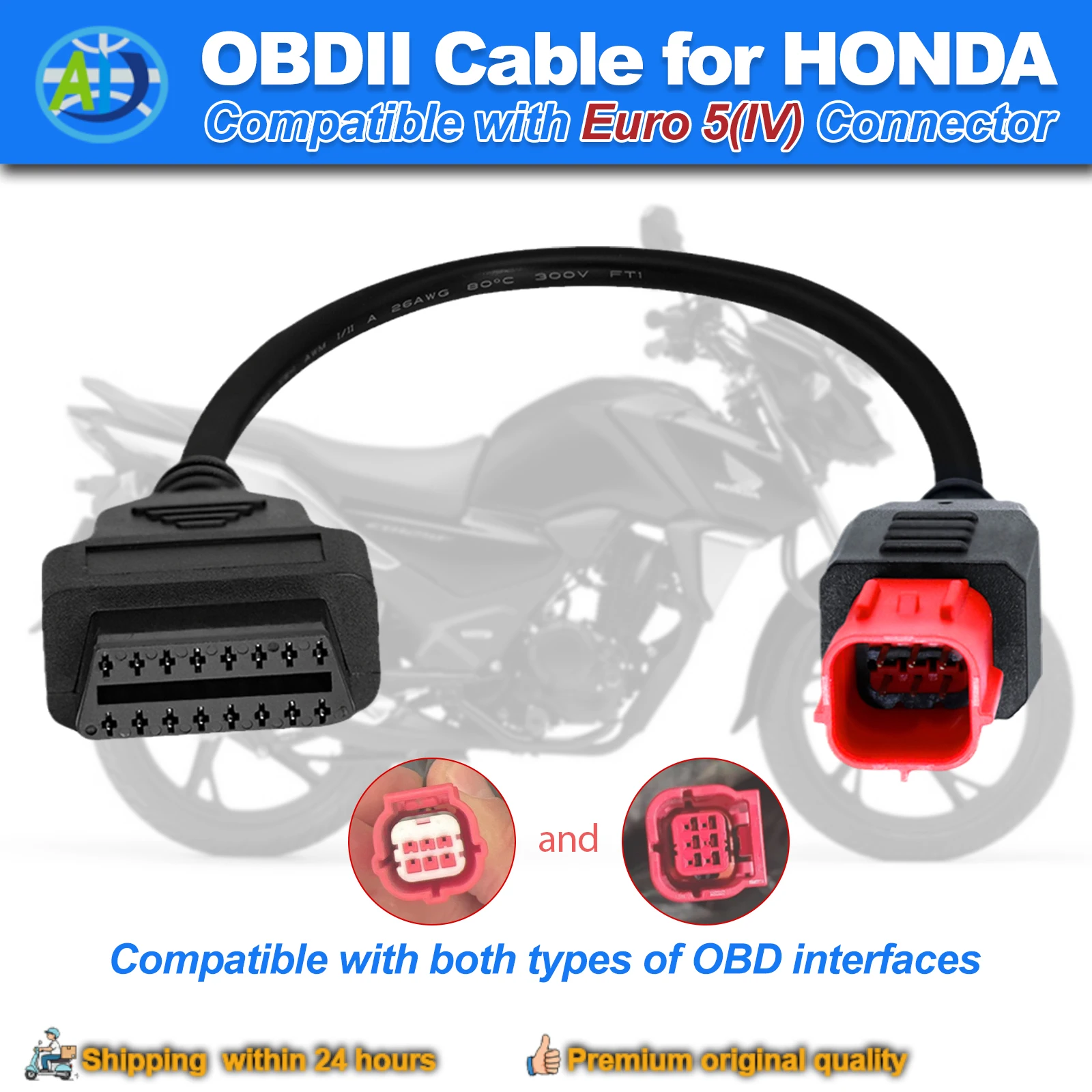 

Диагностический кабель для мотоциклов HONDA с 4-контактным и 6-контактным разъемами, диагностический адаптер OBD2 для мотоциклов EURO 5, подходит для CB350/CB1000R