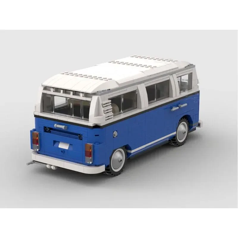 MOC-88278-modelo de bloques de construcción T2 Camper Van azul, piezas de bloques de construcción de retales, juguete de regalo de cumpleaños para niños, 1145